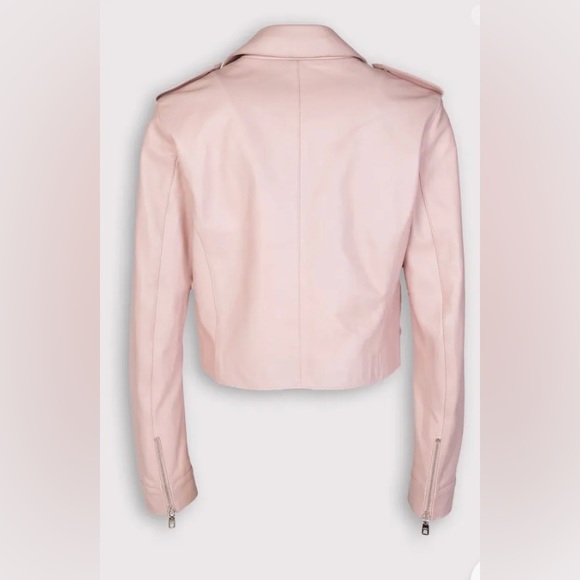 RRP €2650 DOLCE & GABBANA Leather Jacket US6 UK10 IT42 M Pink Logo Made in Italy - Picture 3 of 5